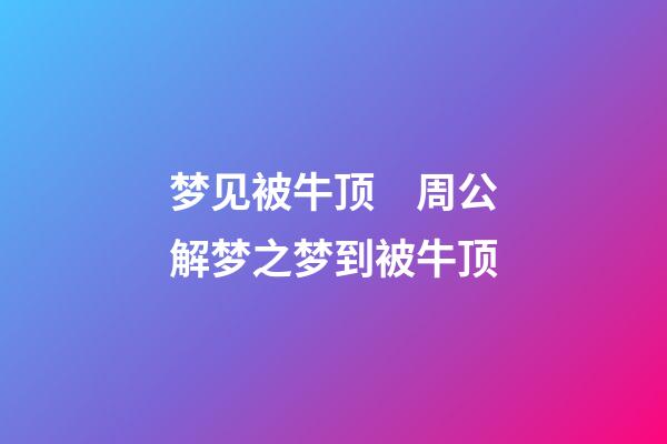 梦见被牛顶　周公解梦之梦到被牛顶